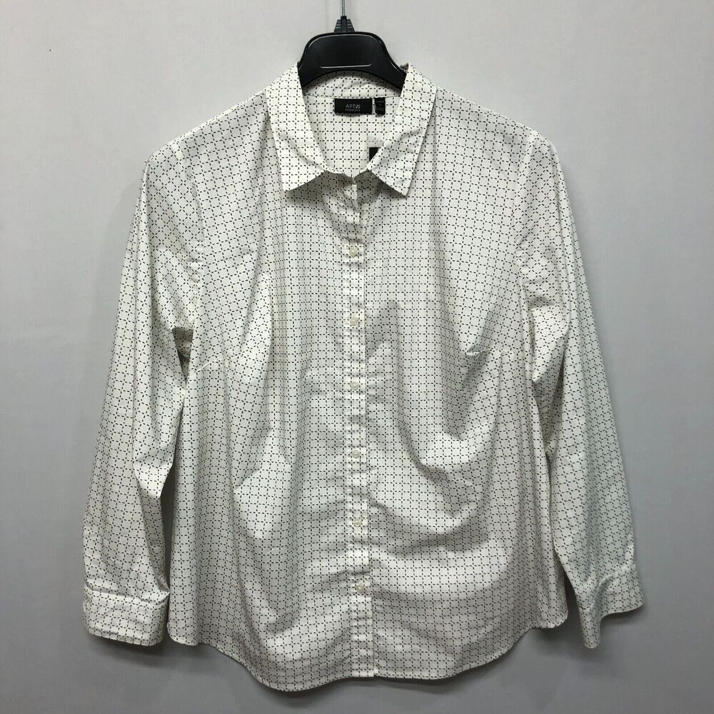 NWT Apt. 9 Women Long Sleeve Button Shirt Top Size 1X Cotton Blend M201 -28